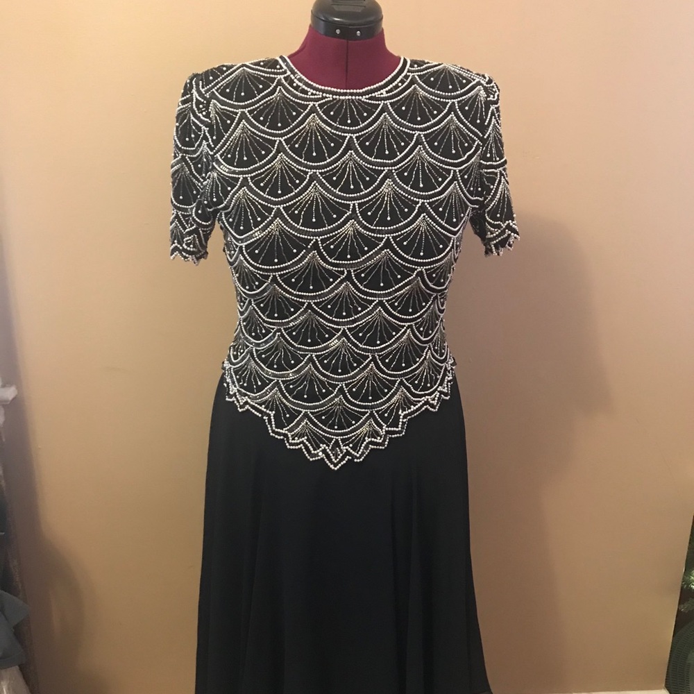 Laurence  Kazar beaded cocktail dress